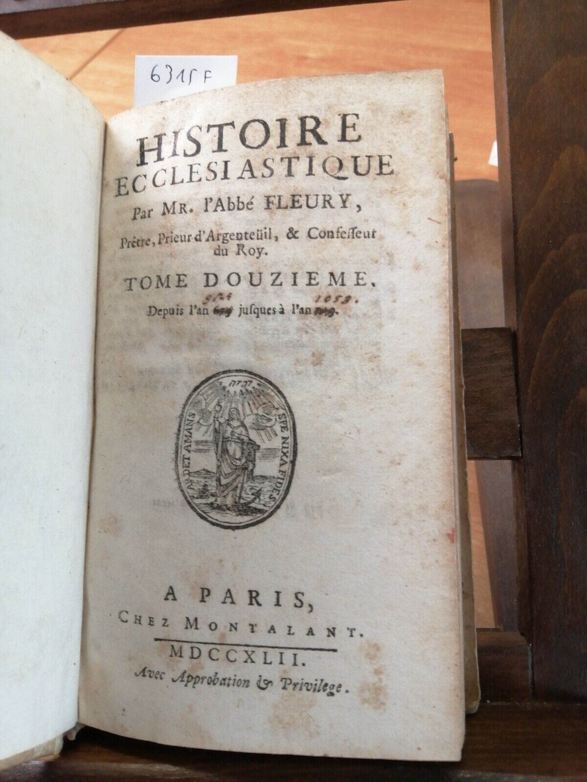 HISTOIRE ECCLESIASTIQUE PAR L\'ABBE\' FLEURY 1742 TOME DOUZIEME - MONTALANT